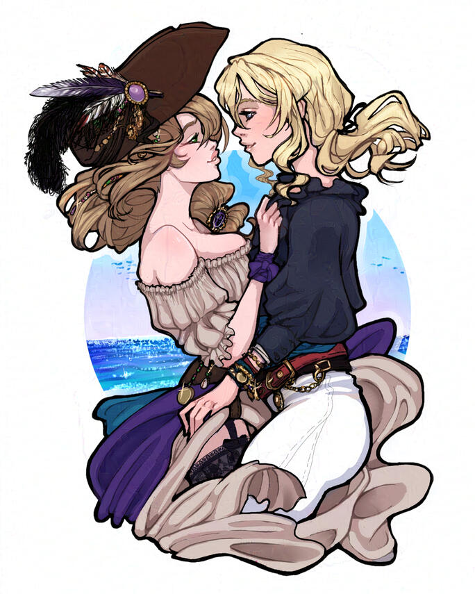 JeanLisa Genshin Impact Pirate AU sticker
