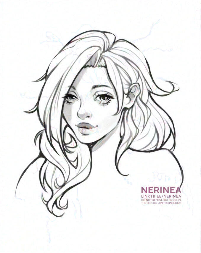 Sketch no colour (please note that this image is glazed. Your commission will not have the texture over it)