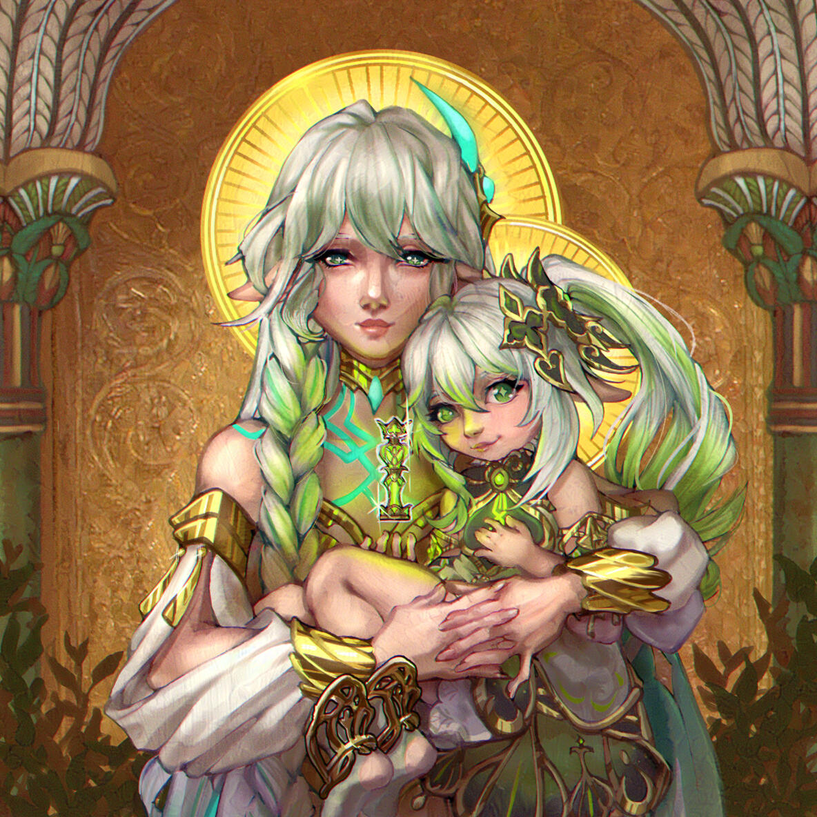 Rukkhadevata and Nahida Genshin Impact fanart